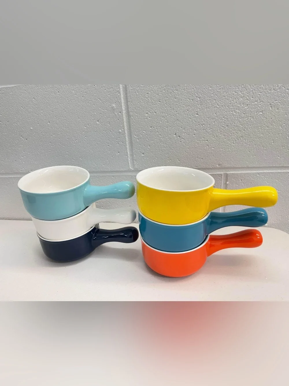 Colorful Ceramic Handled Soup Bowls - Set of 6